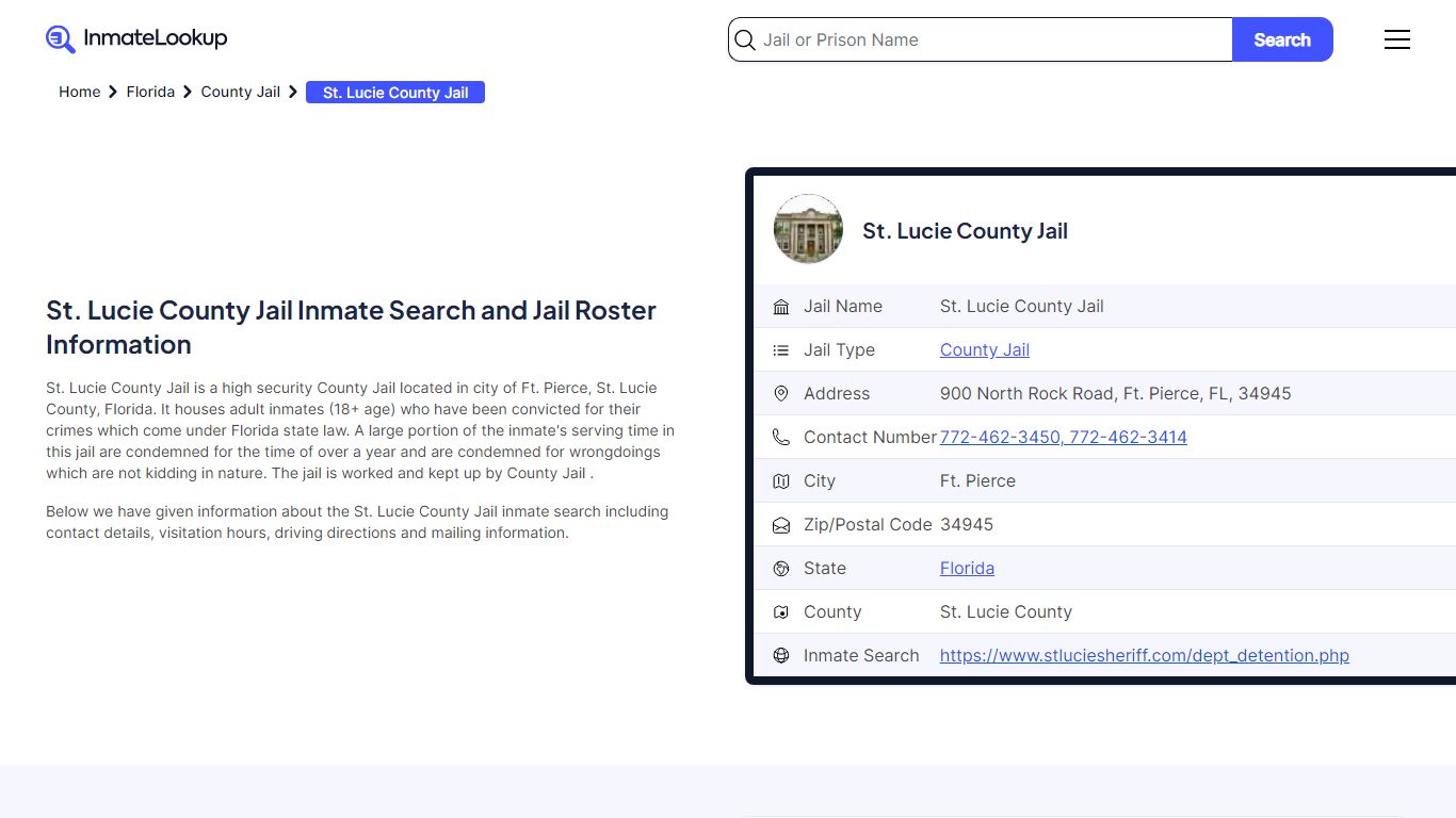 St. Lucie County Jail Inmate Search, Jail Roster, Bookings, Arrests ...